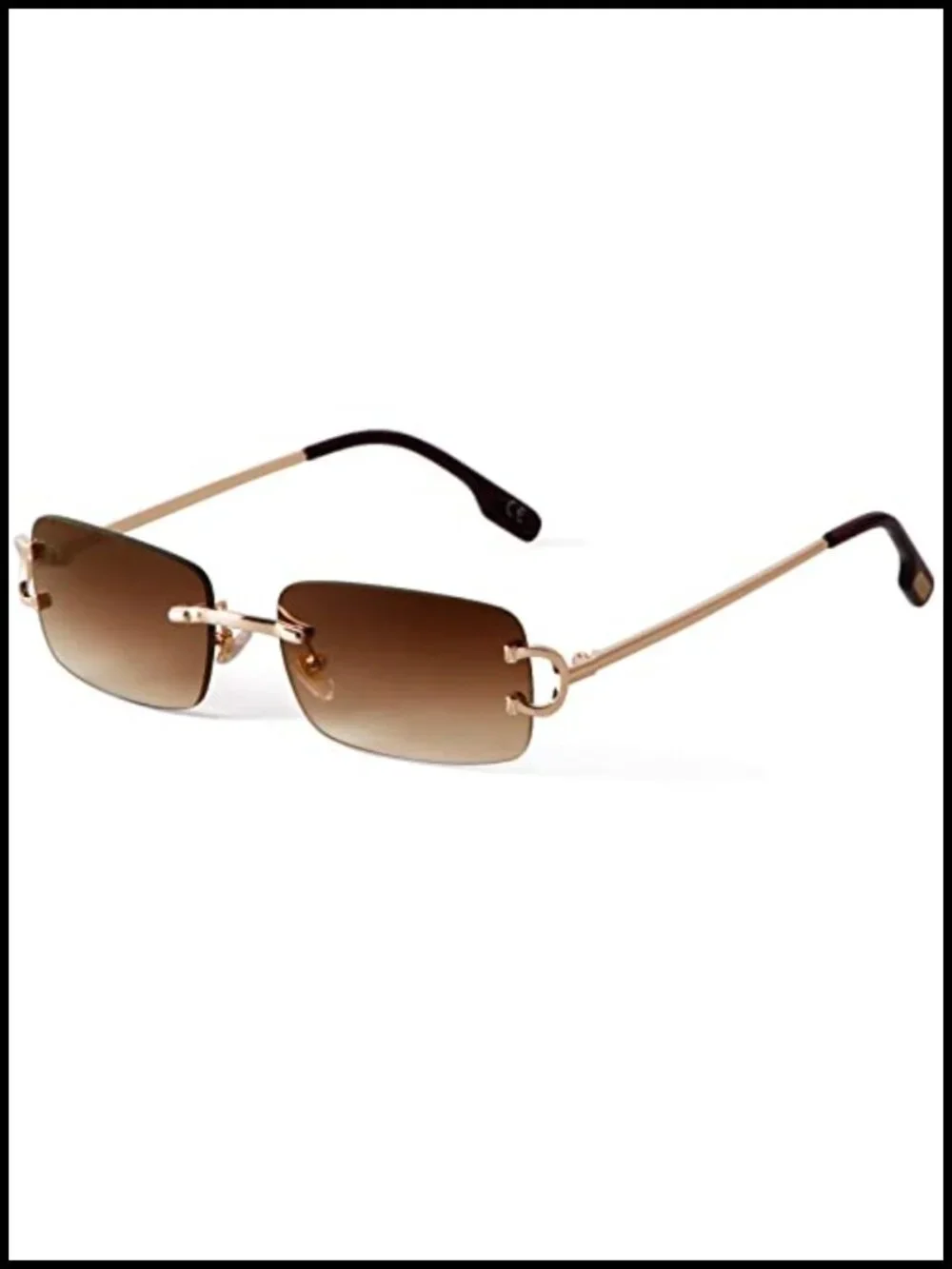 Rimless Rectangle Sunglasses for Men Women UV400 Metal Frame